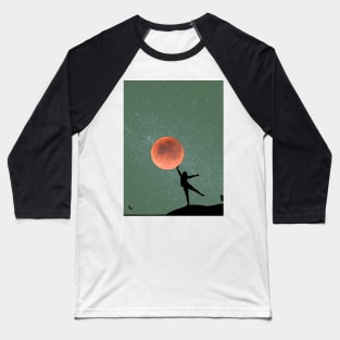 Galaxy and Moon Oneness Green Graphic Baseball T-Shirt